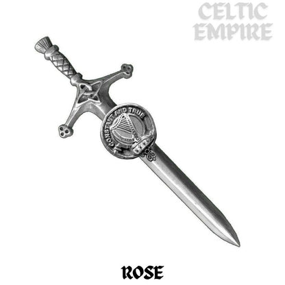 Rose Family Clan Crest Kilt Pin, Scottish Pin