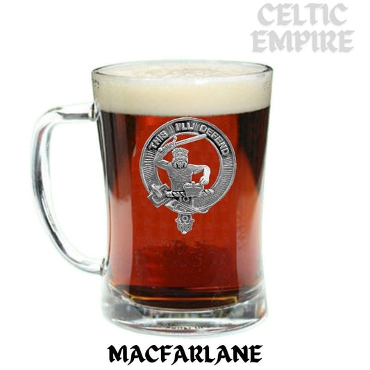 MacFarlane Family Clan Crest Badge Glass Beer Mug