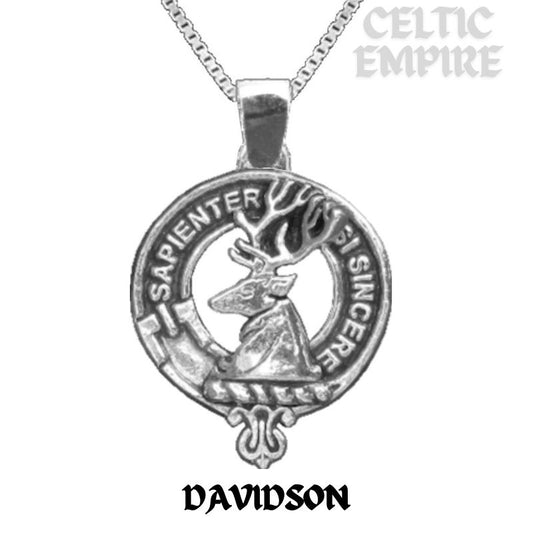 Davidson Large 1" Scottish Family Clan Crest Pendant - Sterling Silver