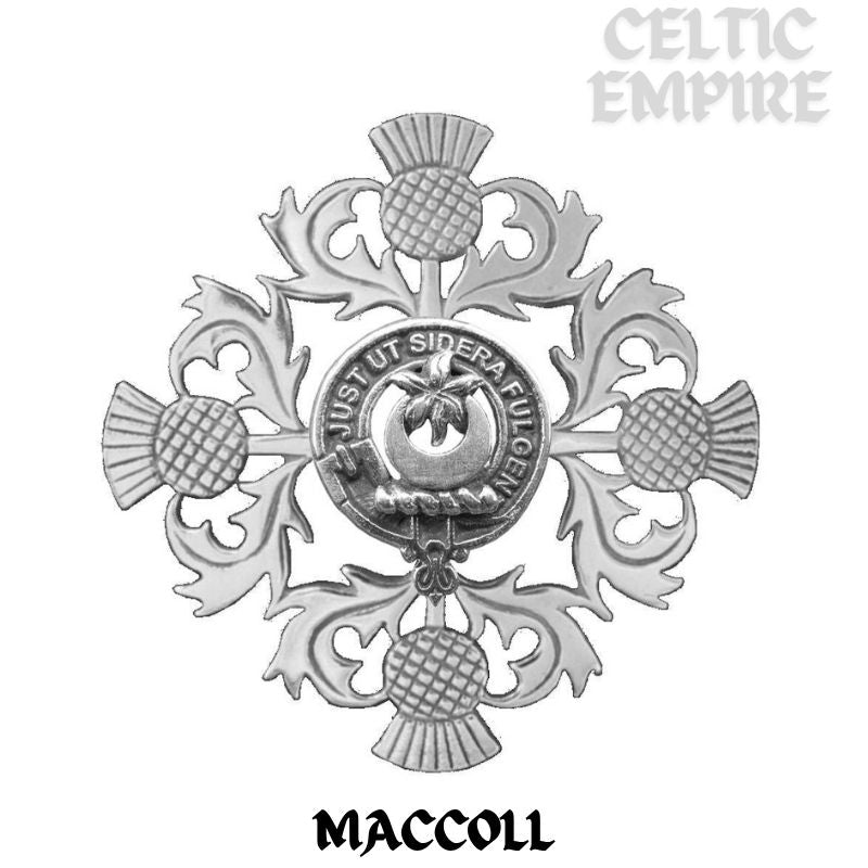 MacColl Family Clan Crest Scottish Four Thistle Brooch
