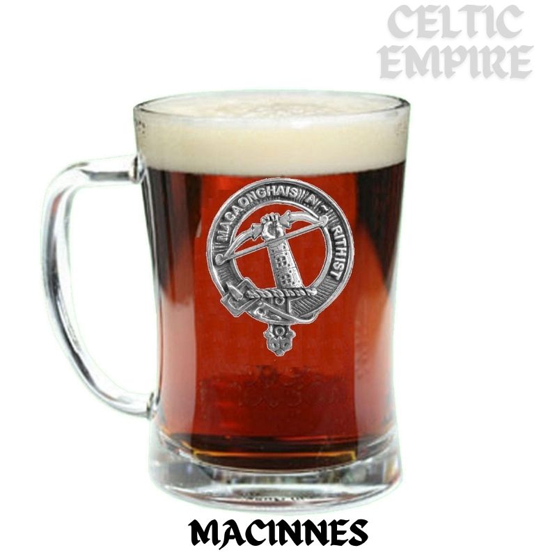 MacInnes Family Clan Crest Badge Glass Beer Mug