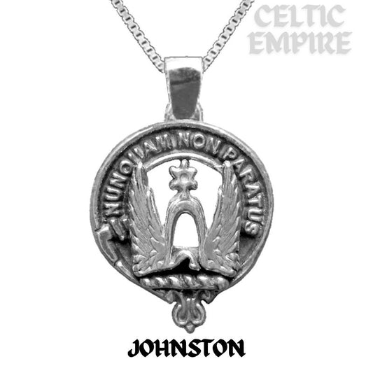 Johnston Large 1" Scottish Family Clan Crest Pendant - Sterling Silver