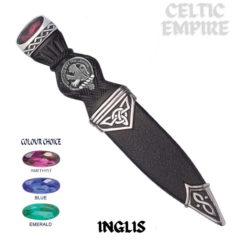 Inglis Interlace Family Clan Crest Sgian Dubh, Scottish Knife