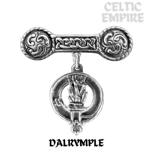 Dalrymple Family Clan Crest Iona Bar Brooch - Sterling Silver