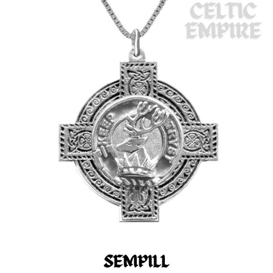 Sempill Family Clan Crest Celtic Cross Pendant Scottish