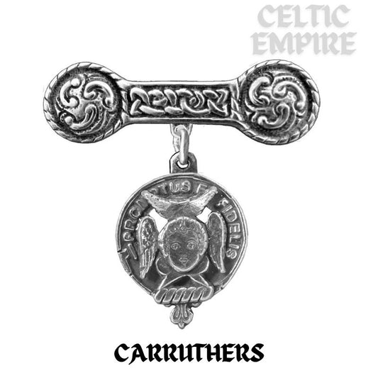 Carruthers Family Clan Crest Iona Bar Brooch - Sterling Silver