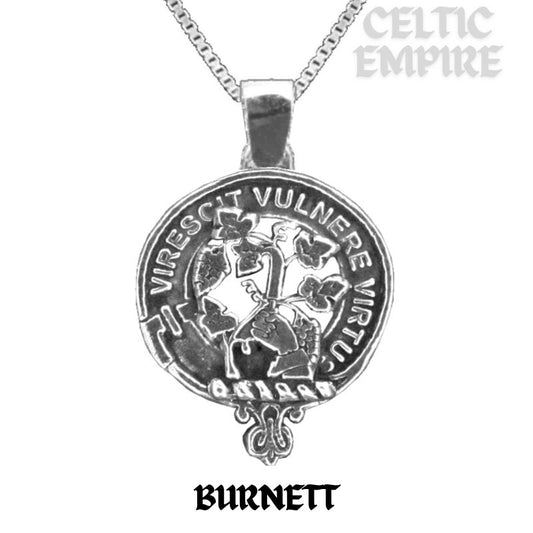 Burnett Large 1" Scottish Family Clan Crest Pendant - Sterling Silver
