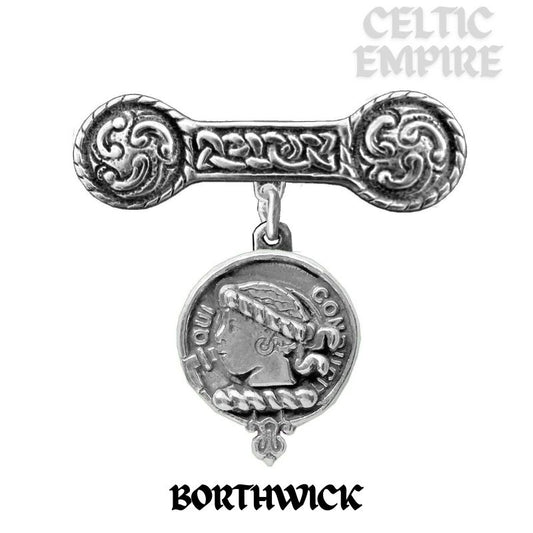 Borthwick Family Clan Crest Iona Bar Brooch - Sterling Silver