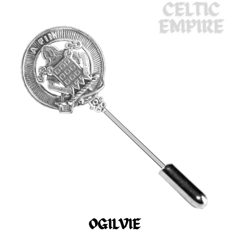 Ogilvie Family Clan Crest Stick or Cravat pin, Sterling Silver