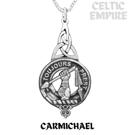 Carmichael Family Clan Crest Interlace Drop Pendant