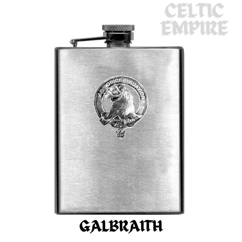 Galbraith Family Clan Crest Scottish Badge Stainless Steel Flask 8oz