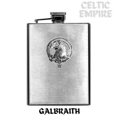 Galbraith Family Clan Crest Scottish Badge Stainless Steel Flask 8oz