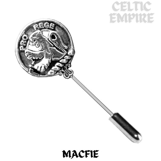 MacFie Family Clan Crest Stick or Cravat pin, Sterling Silver