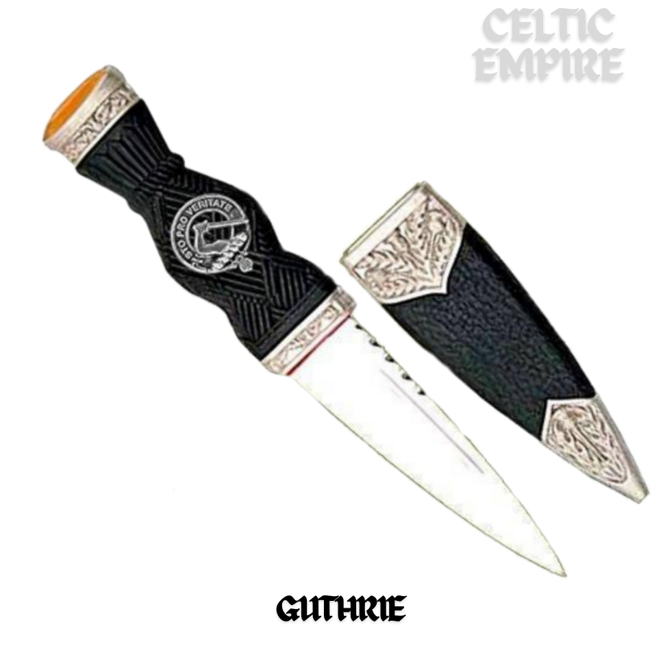 Guthrie Family Clan Crest Sgian Dubh, Scottish Knife