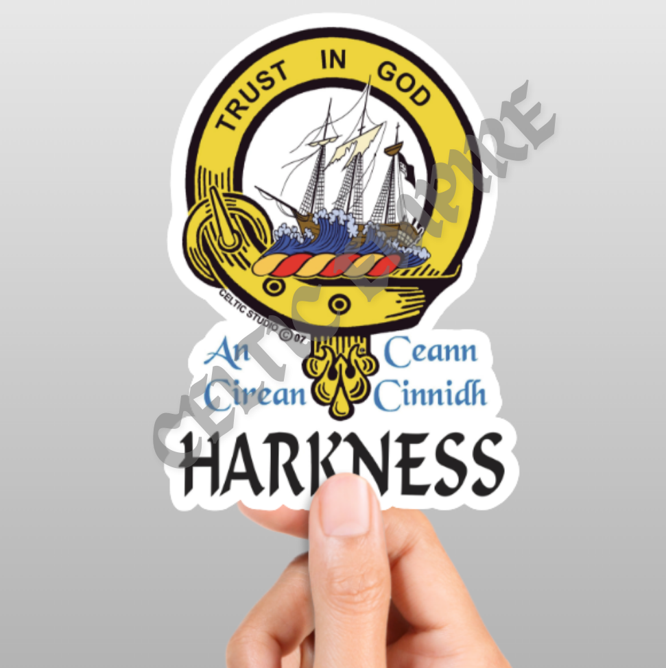 Harkness Family Clan Crest Decal | Custom Scottish Heritage Car & Laptop Stickers