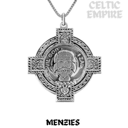 Menzies Family Clan Crest Celtic Cross Pendant Scottish
