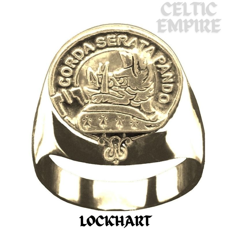 Lockhart Scottish Family Clan Crest Ring Sterling Silver and Karat Gold