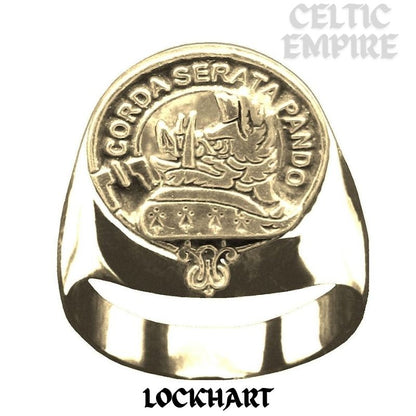 Lockhart Scottish Family Clan Crest Ring Sterling Silver and Karat Gold