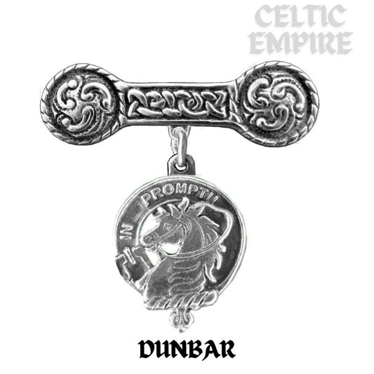Dunbar Family Clan Crest Iona Bar Brooch - Sterling Silver