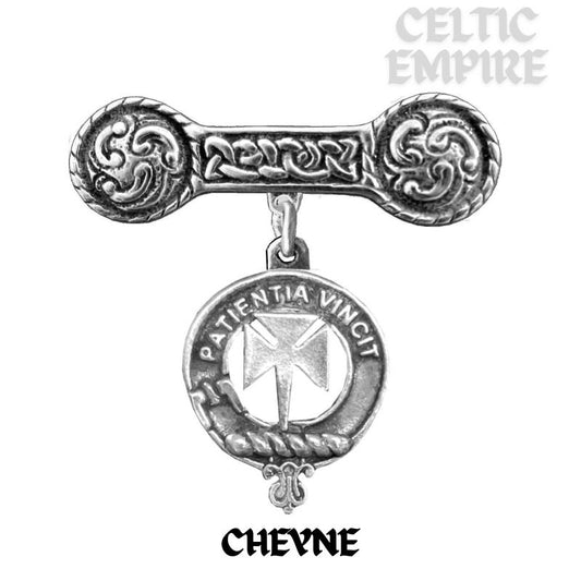 Cheyne Family Clan Crest Iona Bar Brooch - Sterling Silver