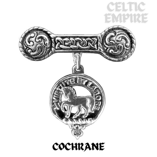 Cochrane Family Clan Crest Iona Bar Brooch - Sterling Silver