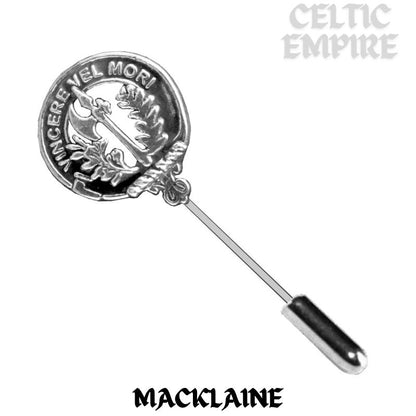 MacLaine Family Clan Crest Stick or Cravat pin, Sterling Silver