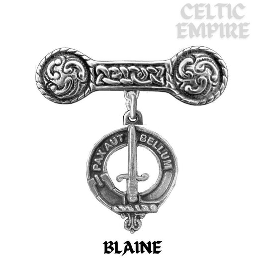 Blaine Family Clan Crest Iona Bar Brooch - Sterling Silver
