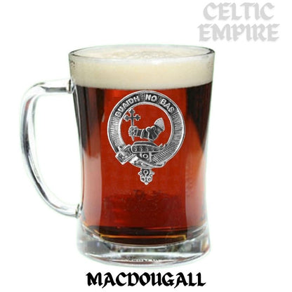MacDougall Family Clan Crest Badge Glass Beer Mug