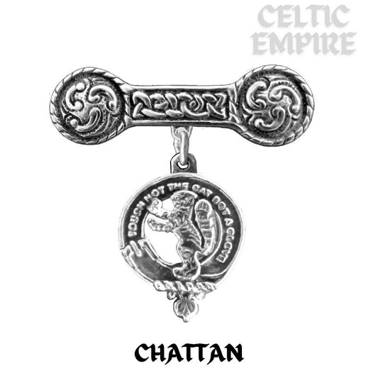 Chattan Family Clan Crest Iona Bar Brooch - Sterling Silver
