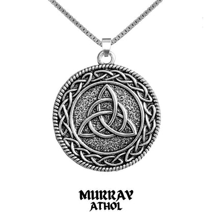 Murray Athol Family Clan Crest Celtic Interlace Disk Pendant, Scottish Family Crest