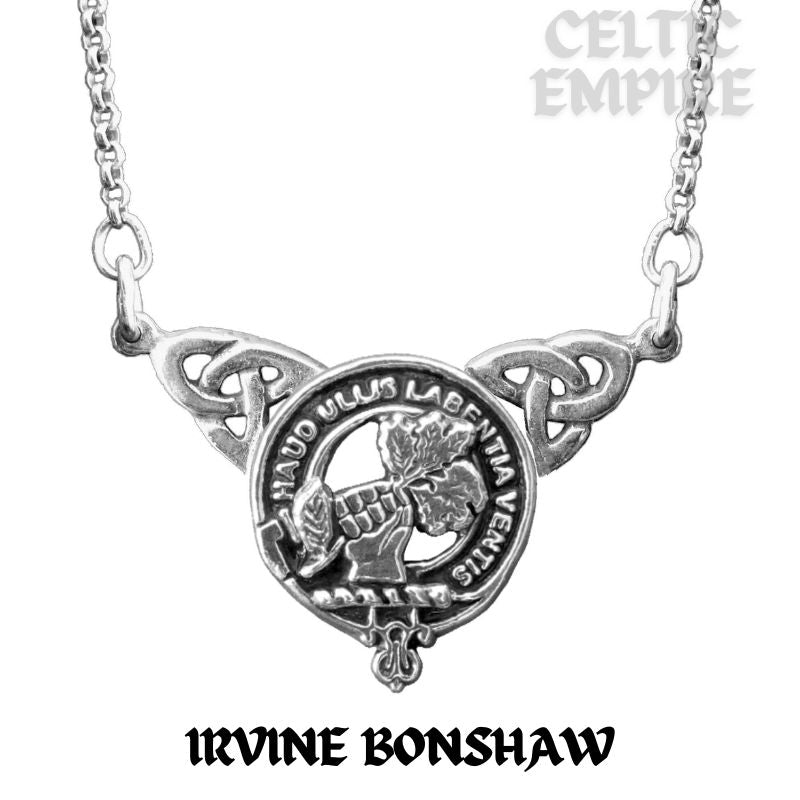 Irvine Bonshaw Family Clan Crest Double Drop Pendant