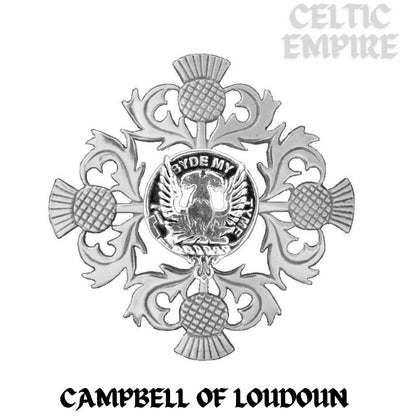 Campbell Loudoun Family Clan Crest Scottish Four Thistle Brooch