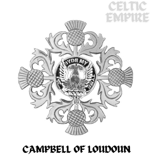 Campbell Loudoun Family Clan Crest Scottish Four Thistle Brooch