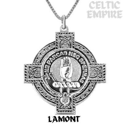 Lamont Family Clan Crest Celtic Cross Pendant Scottish