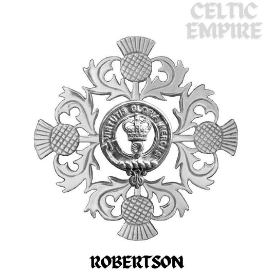 Robertson Family Clan Crest Scottish Four Thistle Brooch
