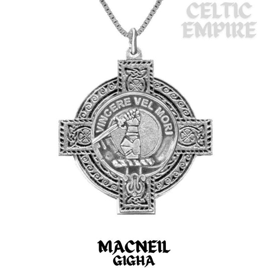 MacNeill Gigha & Colonsay Family Clan Crest Celtic Cross Pendant Scottish