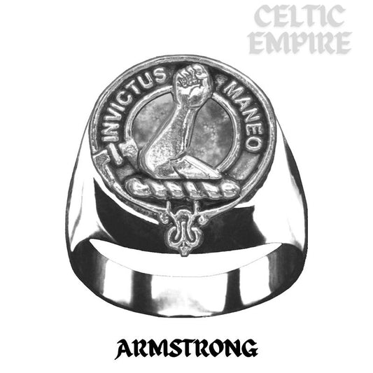 Armstrong Scottish Family Clan Crest Ring ~  Sterling Silver and Karat Gold