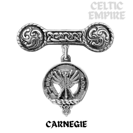 Carnegie Family Clan Crest Iona Bar Brooch - Sterling Silver