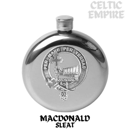 MacDonald (Sleat) 5oz Round Scottish Family Clan Crest Badge Stainless Steel Flask