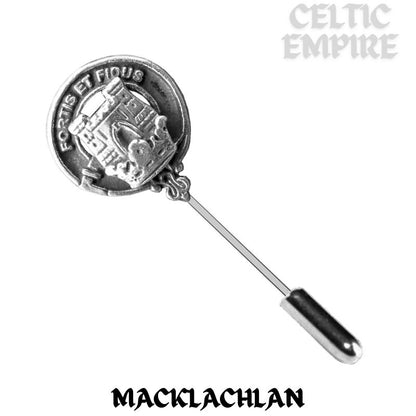 MacLachlan Family Clan Crest Stick or Cravat pin, Sterling Silver