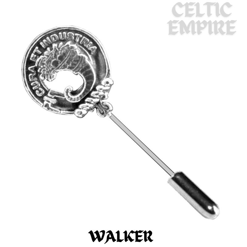 Walker Family Clan Crest Stick or Cravat pin, Sterling Silver