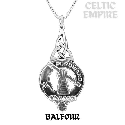 Balfour Family Clan Crest Interlace Drop Pendant