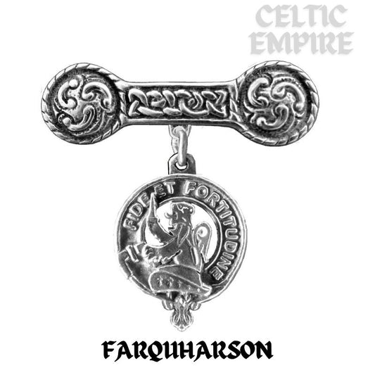 Farquharson Family Clan Crest Iona Bar Brooch - Sterling Silver