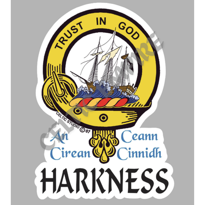 Harkness Family Clan Crest Decal | Custom Scottish Heritage Car & Laptop Stickers