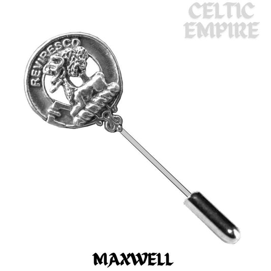Maxwell Family Clan Crest Stick or Cravat pin, Sterling Silver