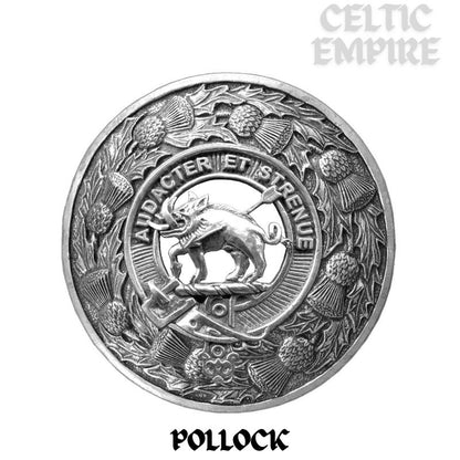 Pollock Family Clan Badge Scottish Plaid Brooch