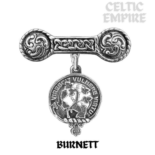 Burnett Family Clan Crest Iona Bar Brooch - Sterling Silver