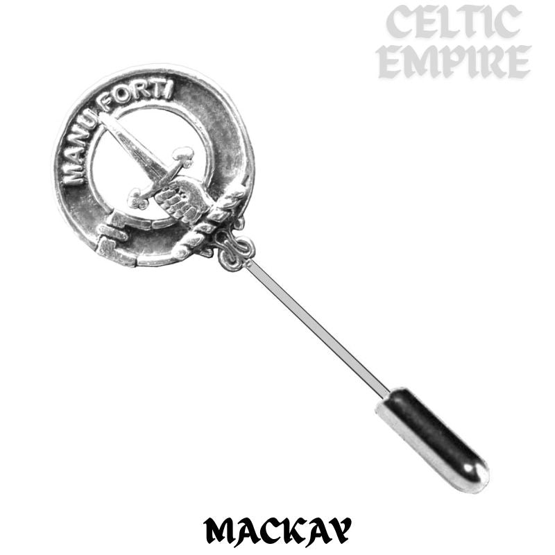 MacKay Family Clan Crest Stick or Cravat pin, Sterling Silver