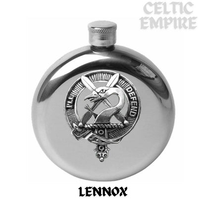 Lennox 5oz Round Family Clan Crest Scottish Badge Flask