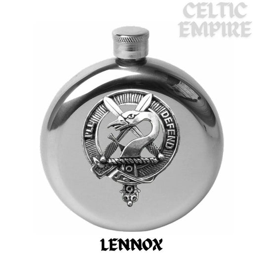 Lennox 5oz Round Family Clan Crest Scottish Badge Flask